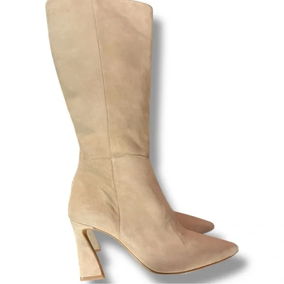 Vince Camuto VC-Tressara 2 Taupe Suede Knee High Cut-Out Heel Boots Size 6M/36.5 - Picture 4 of 7